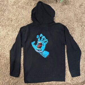 santa cruz skateboards blue hand screaming black mens sweater hoodie